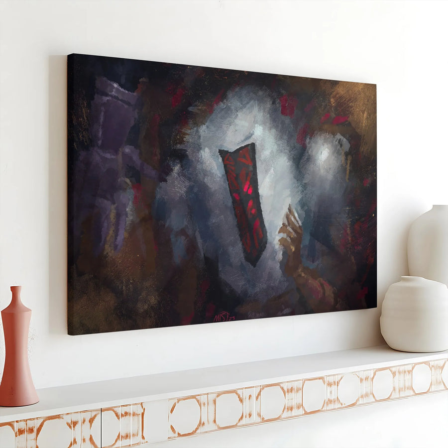 Abstract Monolith Canvas Print | Mystical Floating Relic Painting | Premium Thick Gallery Canvas | Collector's Gift for Sci-Fi & Fantasy Fans