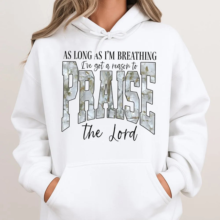 Praise The Lord Christian Hoodie | Marble Texture Faith Graphic Sweatshirt | Soft Cotton Blend | Religious Worship Gift for Women Men