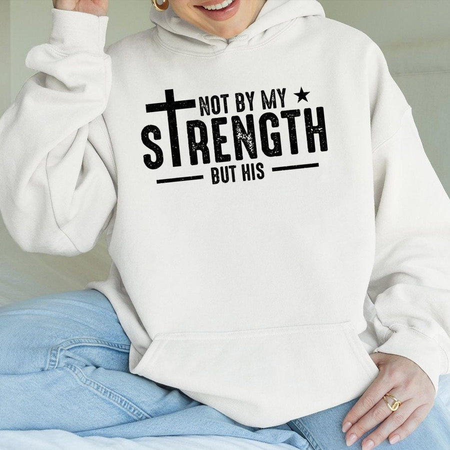 Not By My Strength Hoodie | Bible Verse Christian Apparel | Soft Cotton-Blend Pullover | Faith-Based Religious Gift For Him And Her