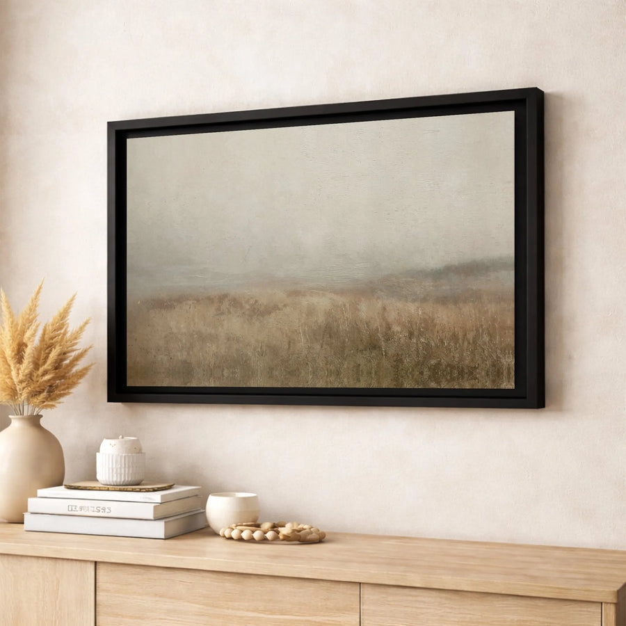 Abstract Landscape Canvas Print | Moody Neutral Meadow Wall Art | Premium Gallery-Wrapped Decor | Minimalist Farmhouse Living Room Home Gift