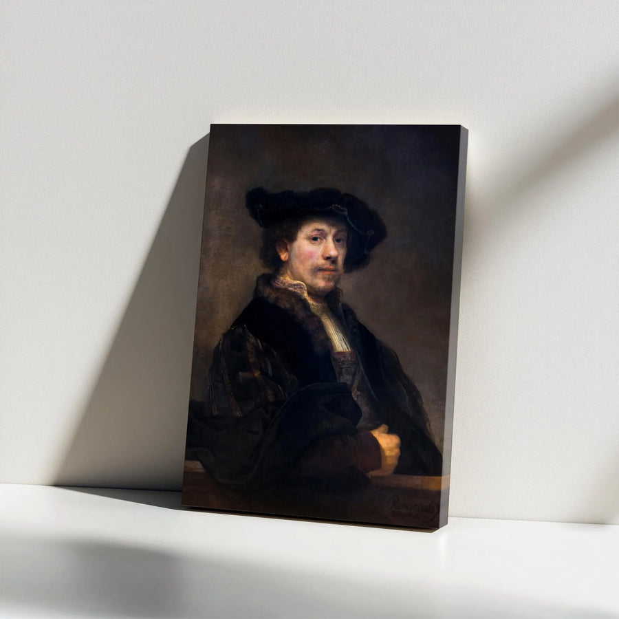 Rembrandt Self-Portrait At 34 Canvas Wall Art | Famous Masterpiece Oil Painting | Premium Gallery-Wrapped Print | Classic Home & Office Decor Gift
