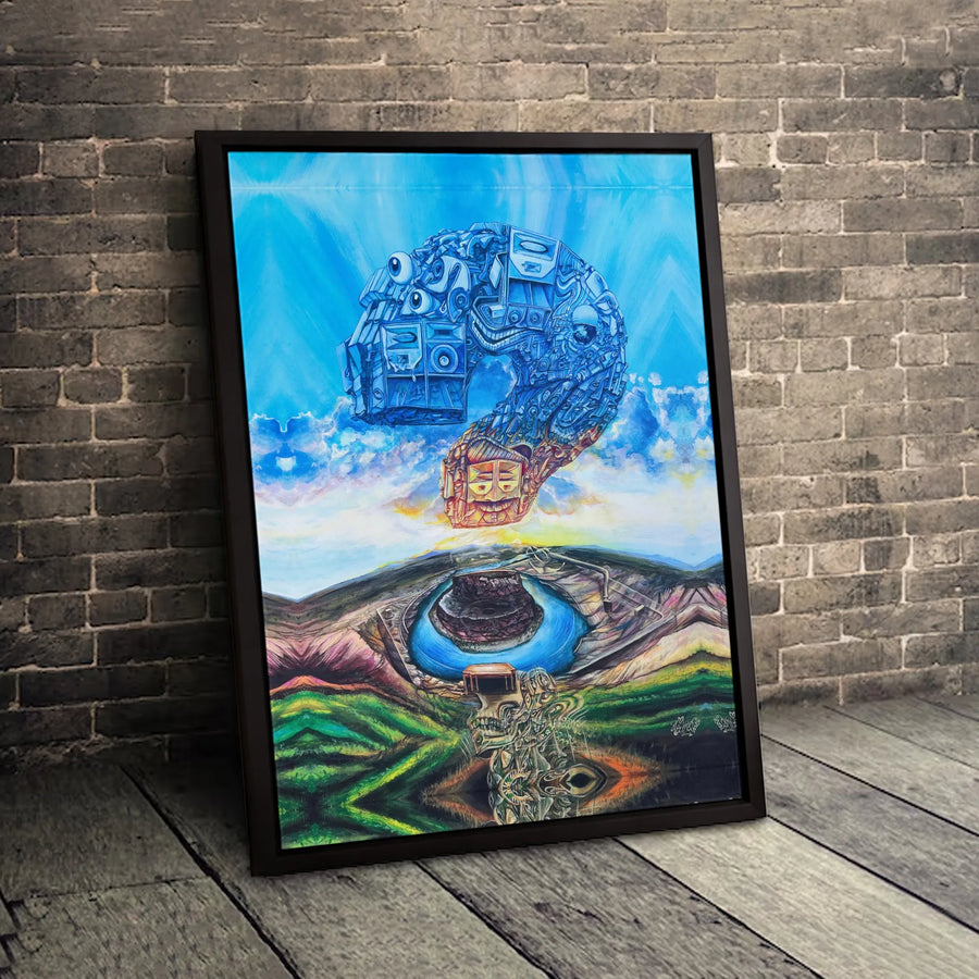 Surreal Question Mark Canvas Wall Art | Biomechanical Abstract Landscape Print | Premium Gallery Wrapped Decor | Modern Office Home Gift