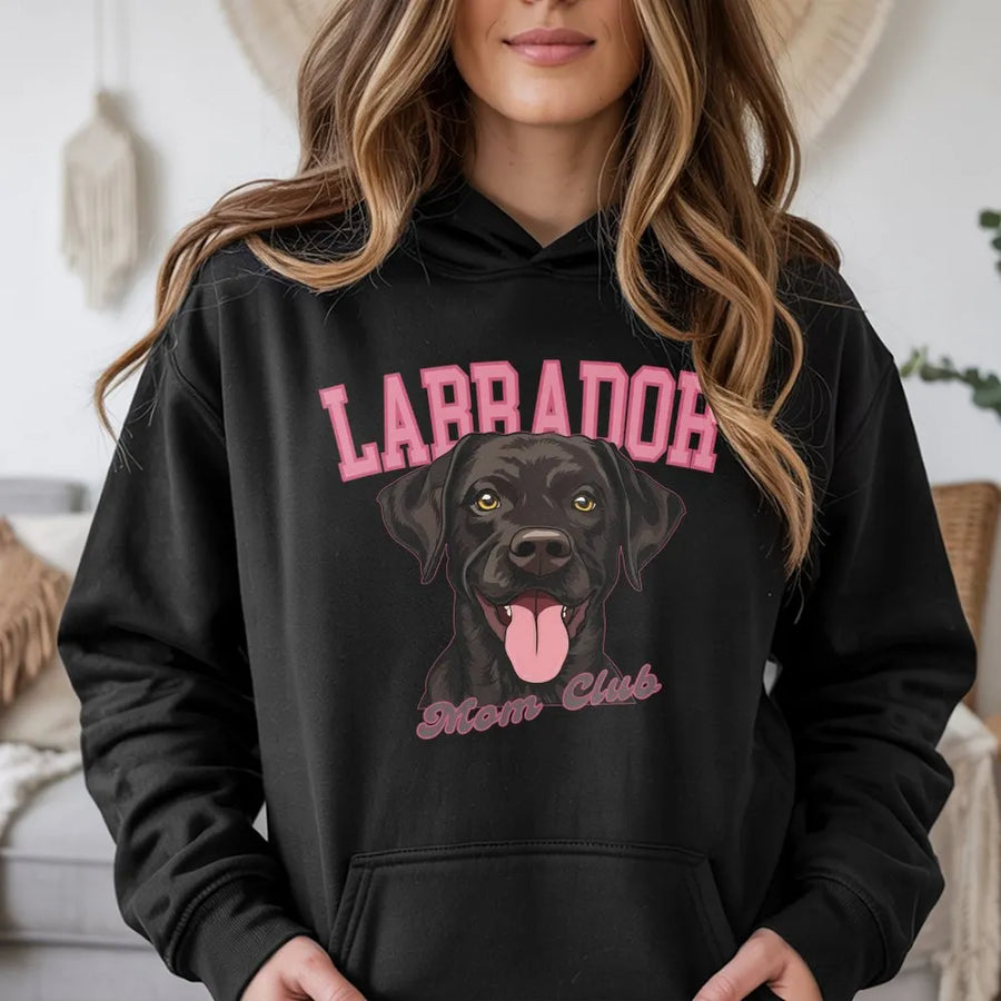 Labrador Mom Club Hoodie | Cute Chocolate Lab Graphic Sweatshirt | Premium Cotton Blend | Gift For Dog Lovers And Pet Owners
