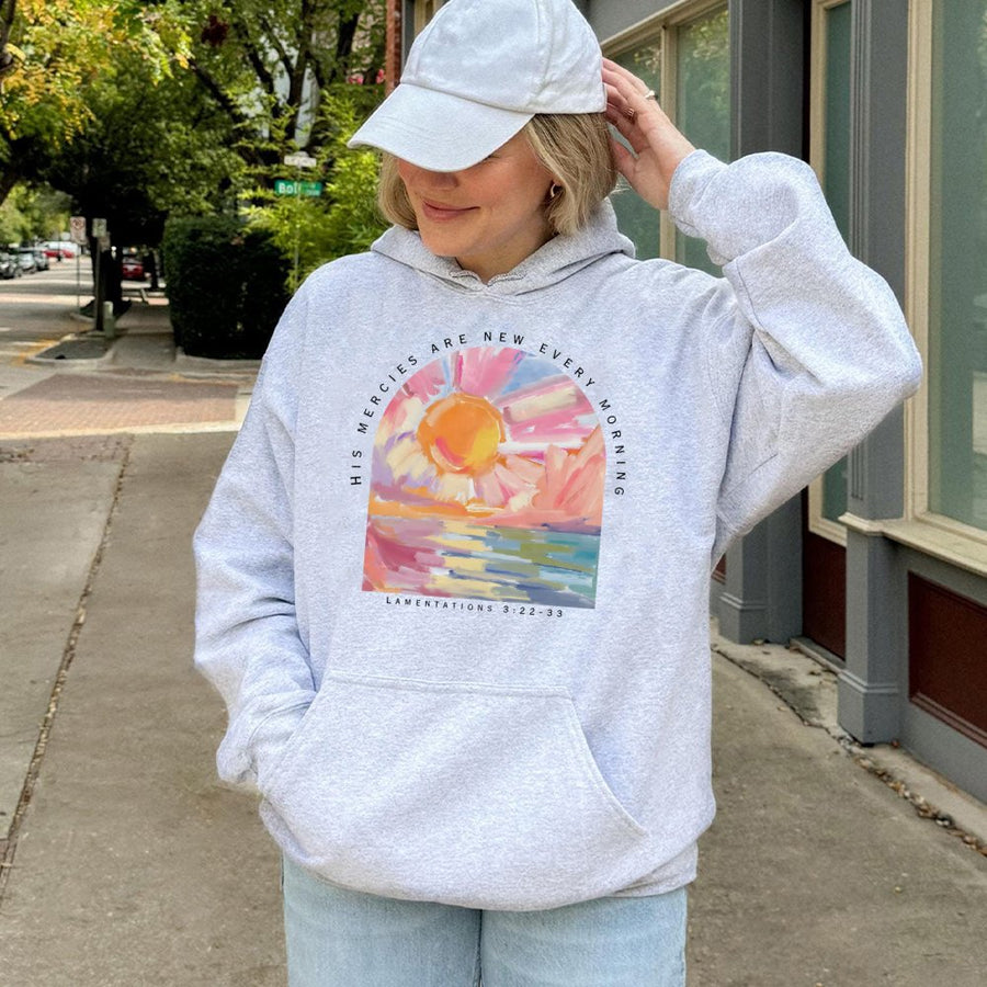 His Mercies Are New Every Morning Hoodie | Aesthetic Bible Verse Graphic Print | Premium Cotton-Blend Comfort | Christian Faith Gift for Women