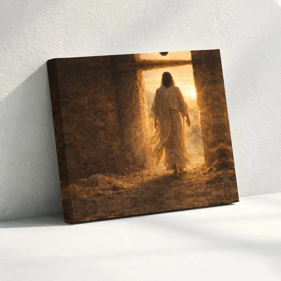 Jesus Resurrection Canvas Print | He is Risen Empty Tomb Wall Art | Premium Thick Gallery Wrap Canvas | Inspirational Christian Home Decor Gift