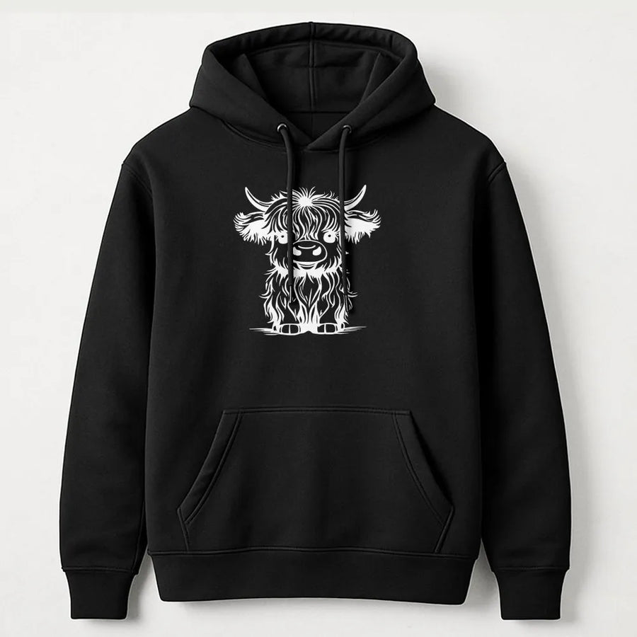 Cute Highland Cow Hoodie | Minimalist Farmhouse Animal Graphic | Premium Soft Cotton Blend | Cozy Gift for Cow Lovers