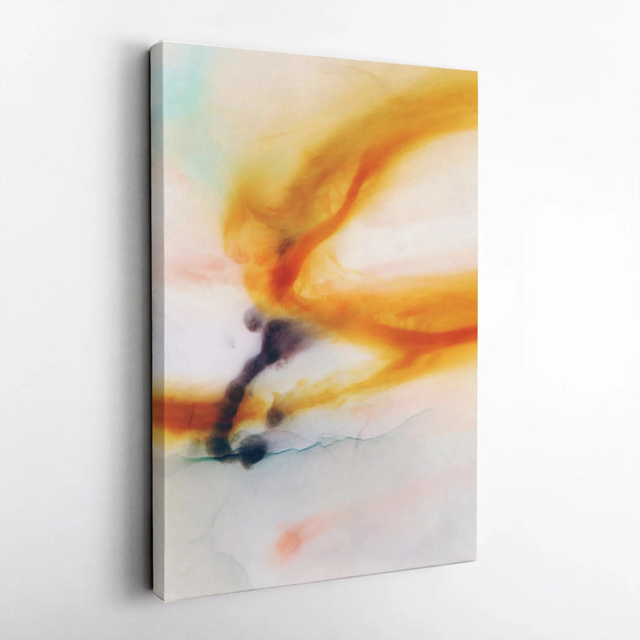 Abstract Watercolor Canvas Wall Art | Orange & Teal Fluid Ink Design | Premium Thick Gallery Wrap | Modern Living Room & Office Decor