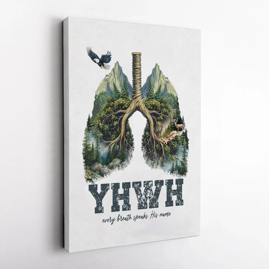 YHVH Canvas Wall Art | Every Breath Speaks His Name Christian Decor | Premium Gallery Wrap Print | Faith-Inspired Home & Office Gift