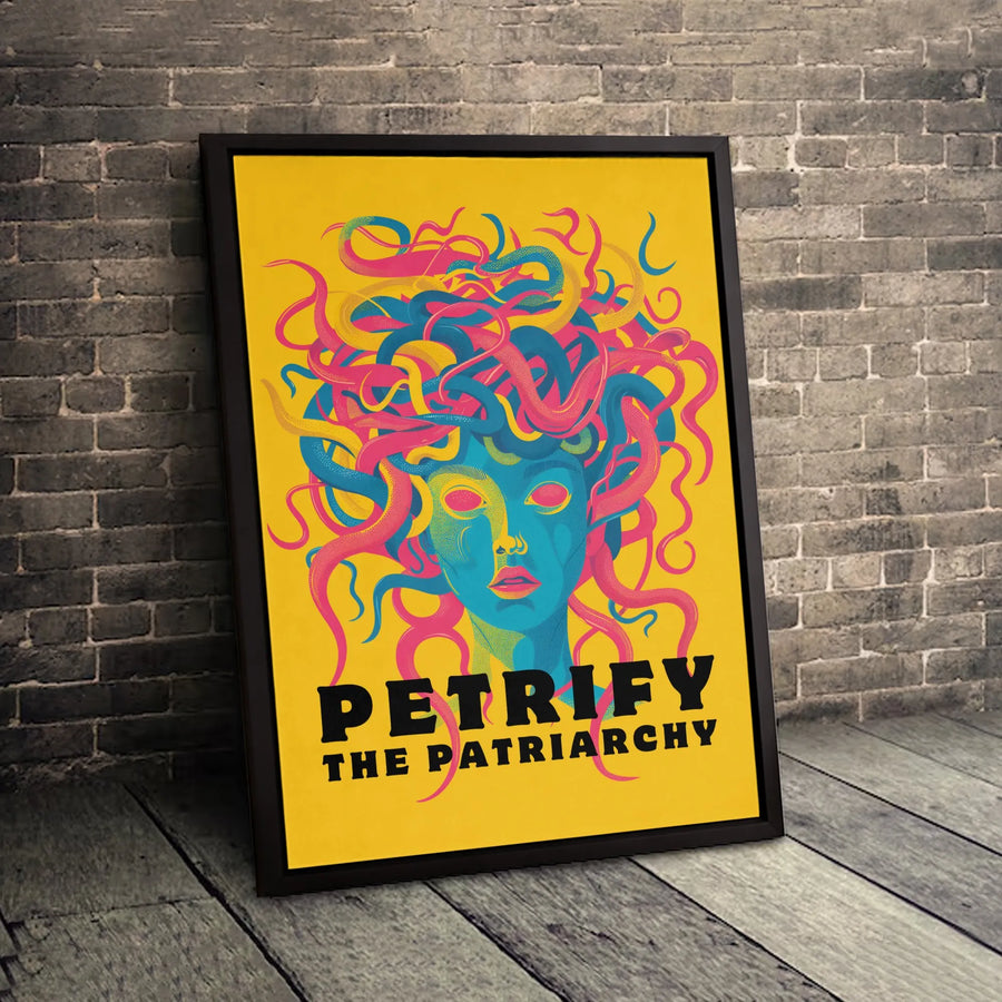 Medusa Wall Art | Petrify The Patriarchy Feminist Quote | Gallery Quality Canvas Print | Empowering Office & Home Decor Gift