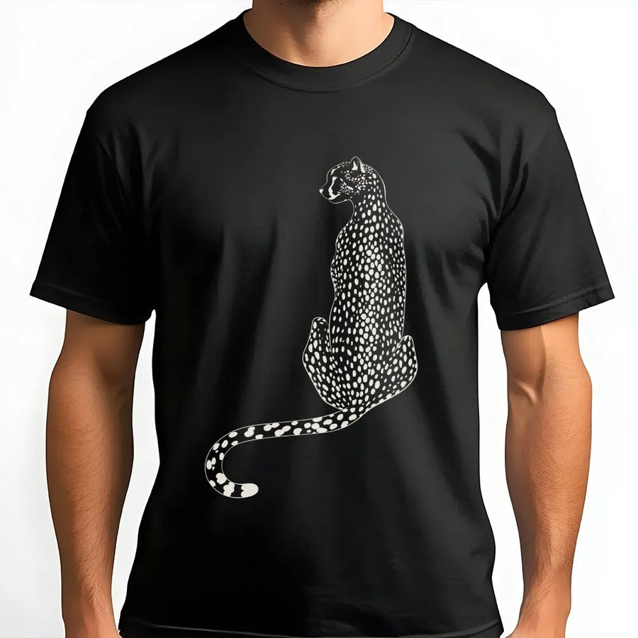 Cheetah Graphic T-Shirt | Minimalist Big Cat Line Art | Premium Soft Cotton Tee | Trendy Wildlife Lover Gift for Women