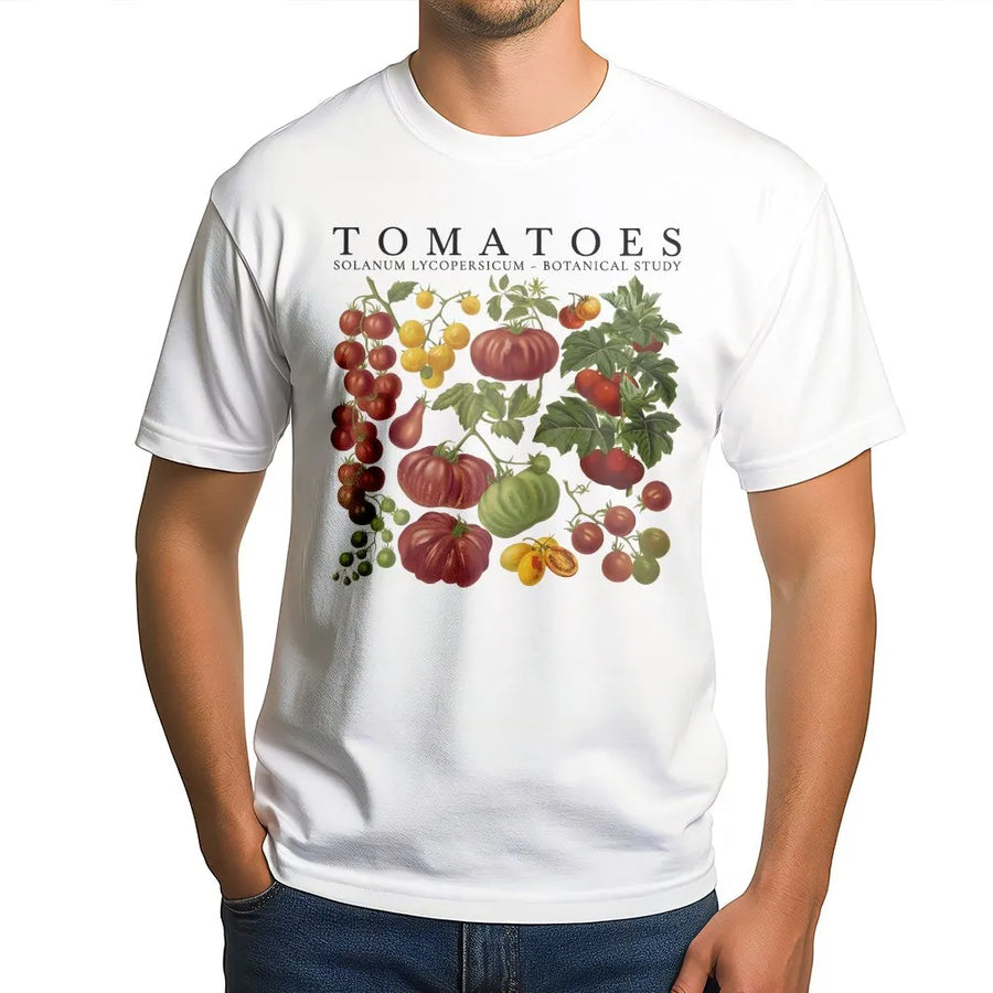 Tomato Botanical T-Shirt | Vintage Garden Illustration Pullover | Soft Cotton Blend | Cottagecore Gardener Gift for Plant Lovers