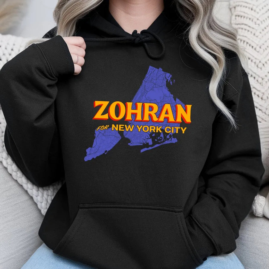 Zohran Mamdani Hoodie | Vintage Style NYC Map Graphic | Premium Cotton-Poly Blend | Political Supporter Gift for NYC Activist