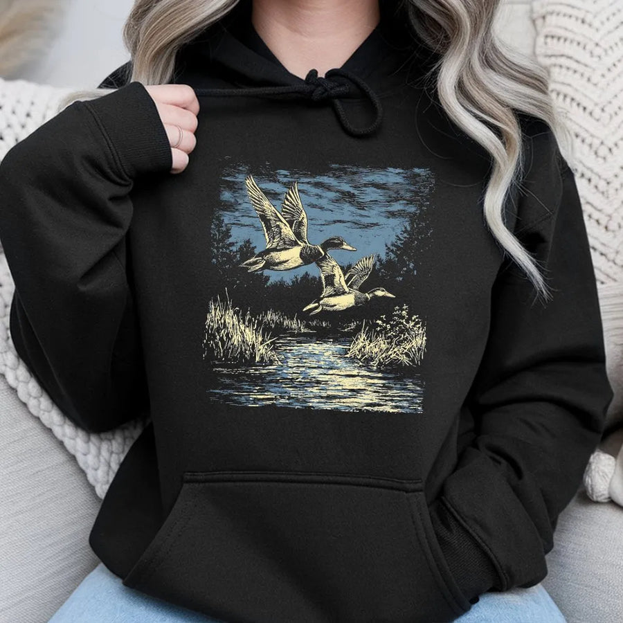 Vintage Mallard Duck Hoodie | Retro 90s Wildlife Graphic | Soft Cotton Blend Pullover | Gift for Hunters and Nature Lovers