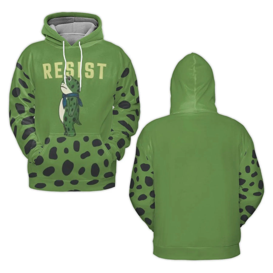 Resist Frog Hoodie | Cute Animal Graphic Print | Premium Brushed Fleece Polyester | Unisex Casual Streetwear Gift for Nature Lovers