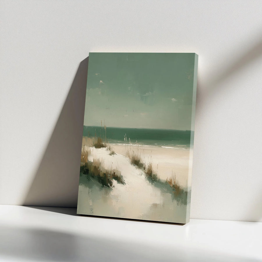 Abstract Seascape Canvas Wall Art | Minimalist Ocean Painting Print with Sand Dunes | Premium Gallery Wrapped Art | Modern Coastal Home Decor Gift