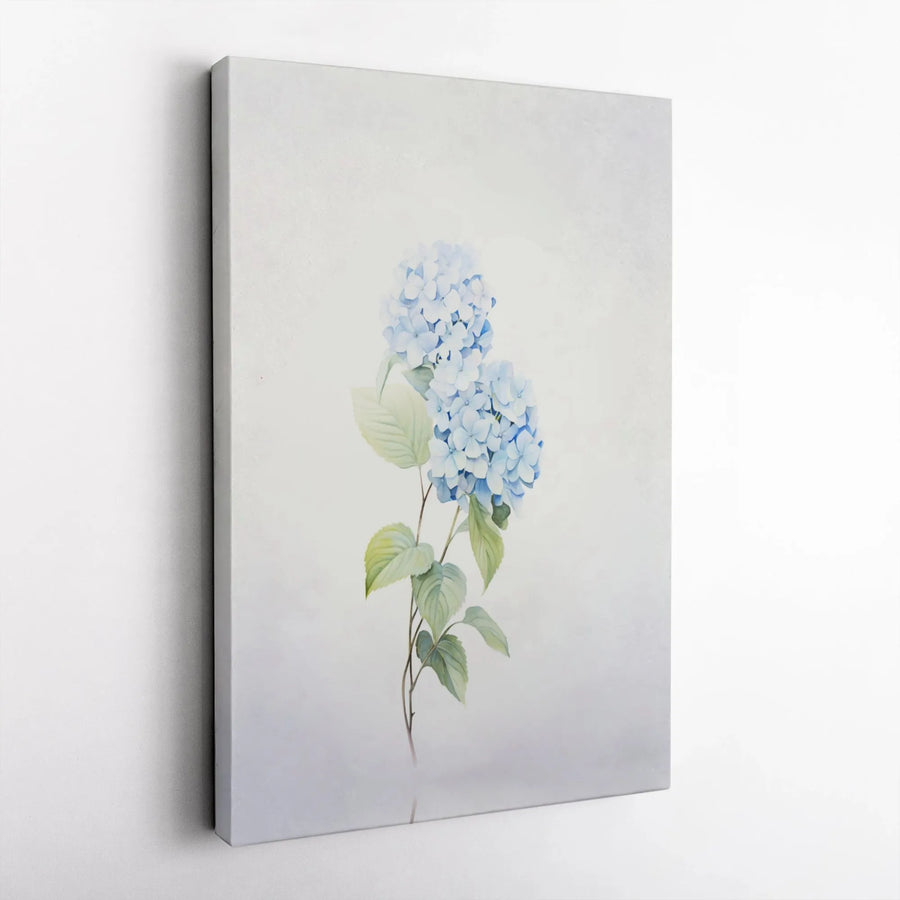Blue Hydrangea Watercolor Wall Art | Botanical Flower Canvas Print | Premium Fade-Resistant Gallery Wrap | Elegant Floral Home Decor