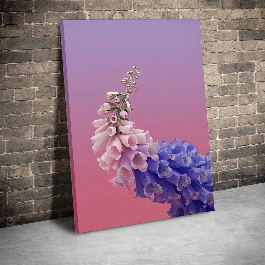 Surreal Foxglove Flower Canvas Art | Gradient Botanical Wall Decor | Premium Fade-Resistant Print | Modern Home & Office Interior Decor