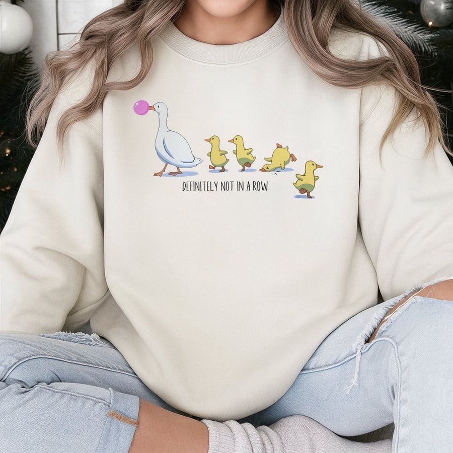 Silly Goose Sweatshirt | Funny Duck Definitely Not In A Row Graphic | Premium Cotton Blend Crewneck | Gift For Animal Lover Mom Or Teacher