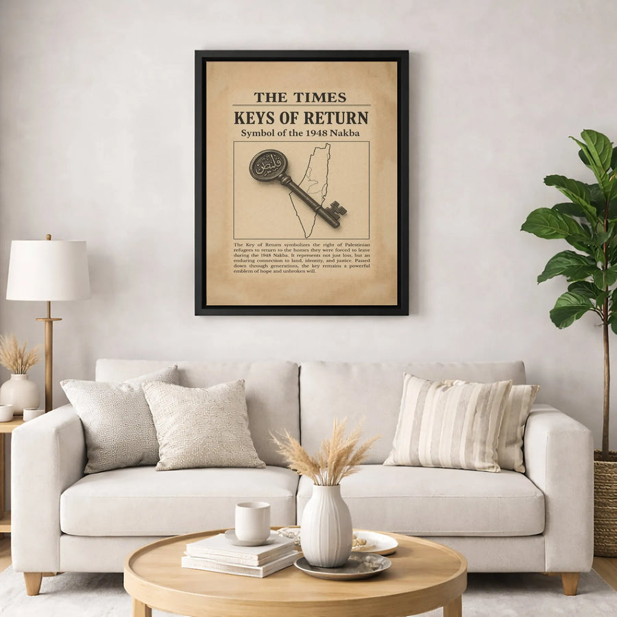 Keys of Return Canvas | 1948 Nakba Palestinian History Art | Premium Gallery Wrapped Decor | Meaningful Cultural Heritage Gift for Home