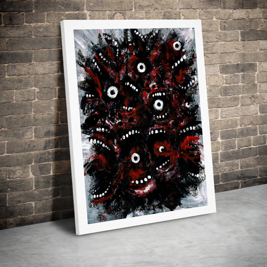 Abstract Monster Wall Art | Dark Surrealism Many Eyes Print | 1.25 Inch Gallery Wrap Canvas | Gothic Home Decor For Horror Enthusiasts
