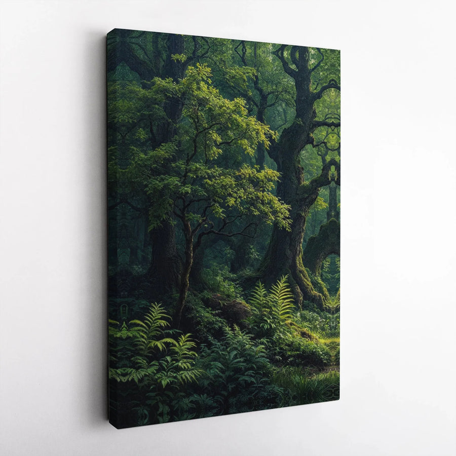 Lush Green Forest Canvas Art | Ancient Mossy Trees Landscape | Gallery-Quality Fade-Resistant Print | Nature Wall Decor for Living Room