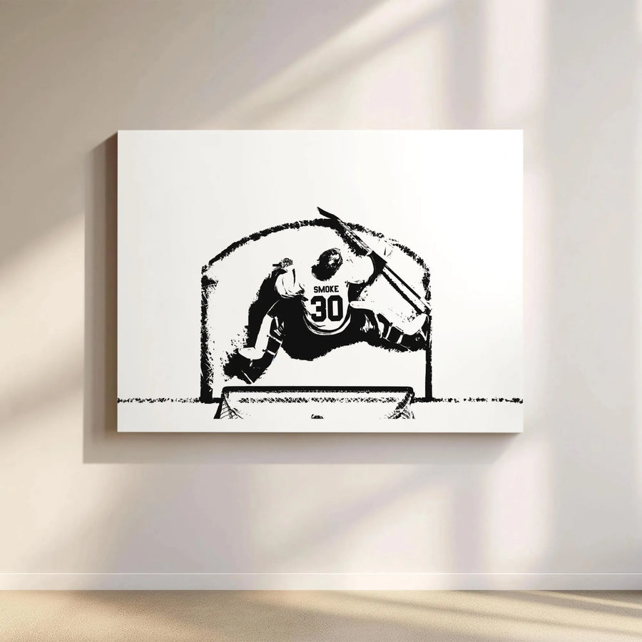 Ice Hockey Goalie Canvas Art | Dynamic Save Action Sketch | Premium 1.25-Inch Gallery Wrap | Sports Decor Gift for Hockey Fans
