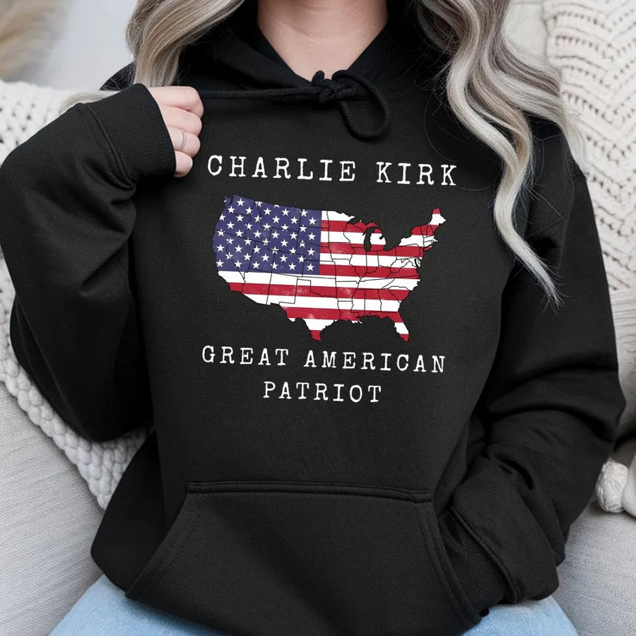 American Patriot Hoodie | USA Map Flag Graphic Design | Premium Cotton Blend | Conservative Gift for s