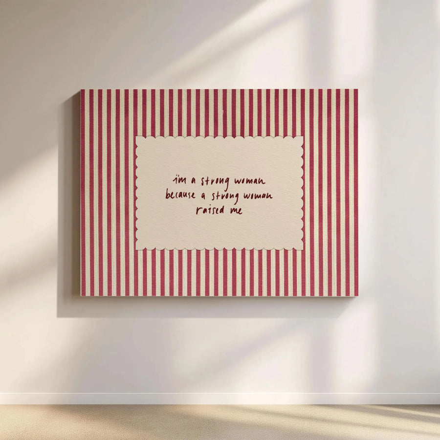 Strong Woman Quote Canvas Art | 'A Strong Woman Raised Me' Retro Print | Premium Gallery Canvas | Meaningful Gift for Mom from Daughter