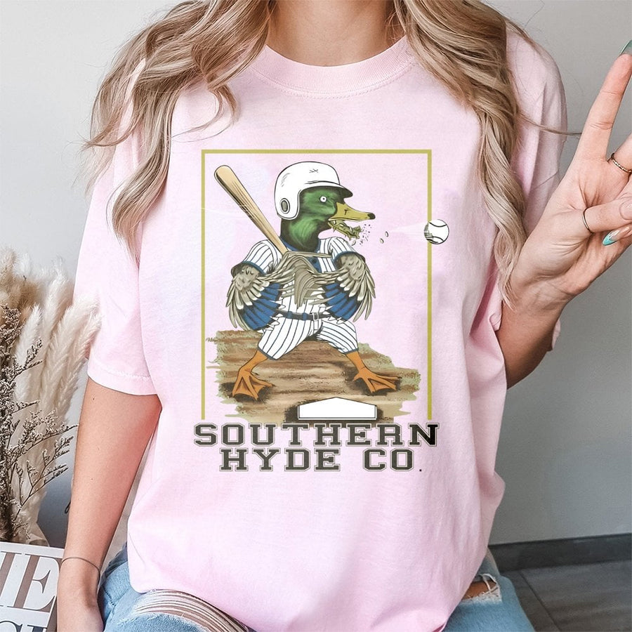 Baseball Duck T-Shirt | Retro Southern Graphic Sports Tee | 100% Cotton Premium Quality | Fun Gift for Baseball Players and Sports Fans