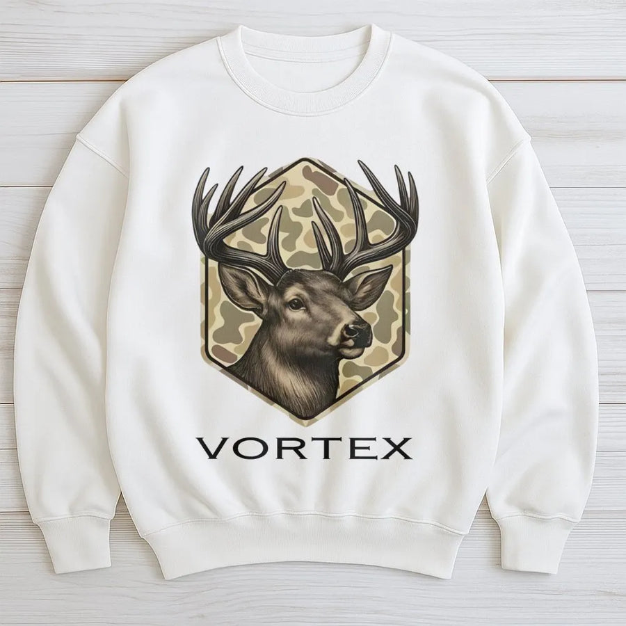 Deer Hunting Sweatshirt | Camo Buck Graphic Design | Premium Cotton Blend | Gift for Hunter and Wildlife Enthusiast