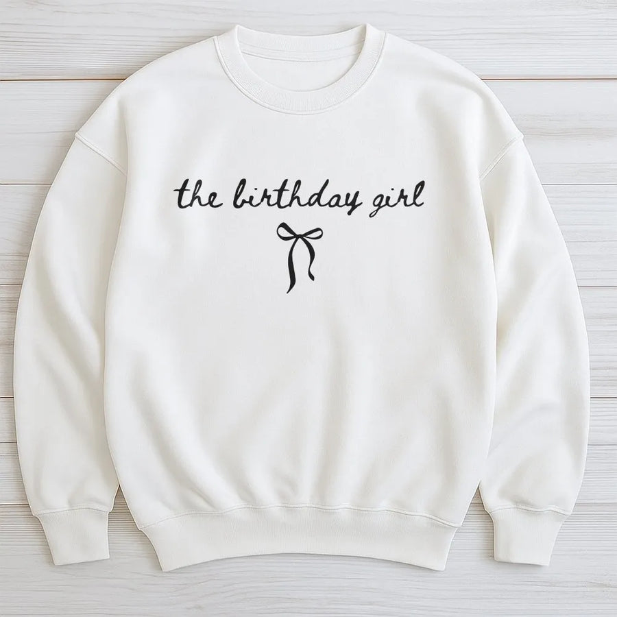 Birthday Girl Sweatshirt | Coquette Aesthetic Bow Graphic | Premium Cotton Blend | Birthday Party Gift for Women, Cute Bday Outfit