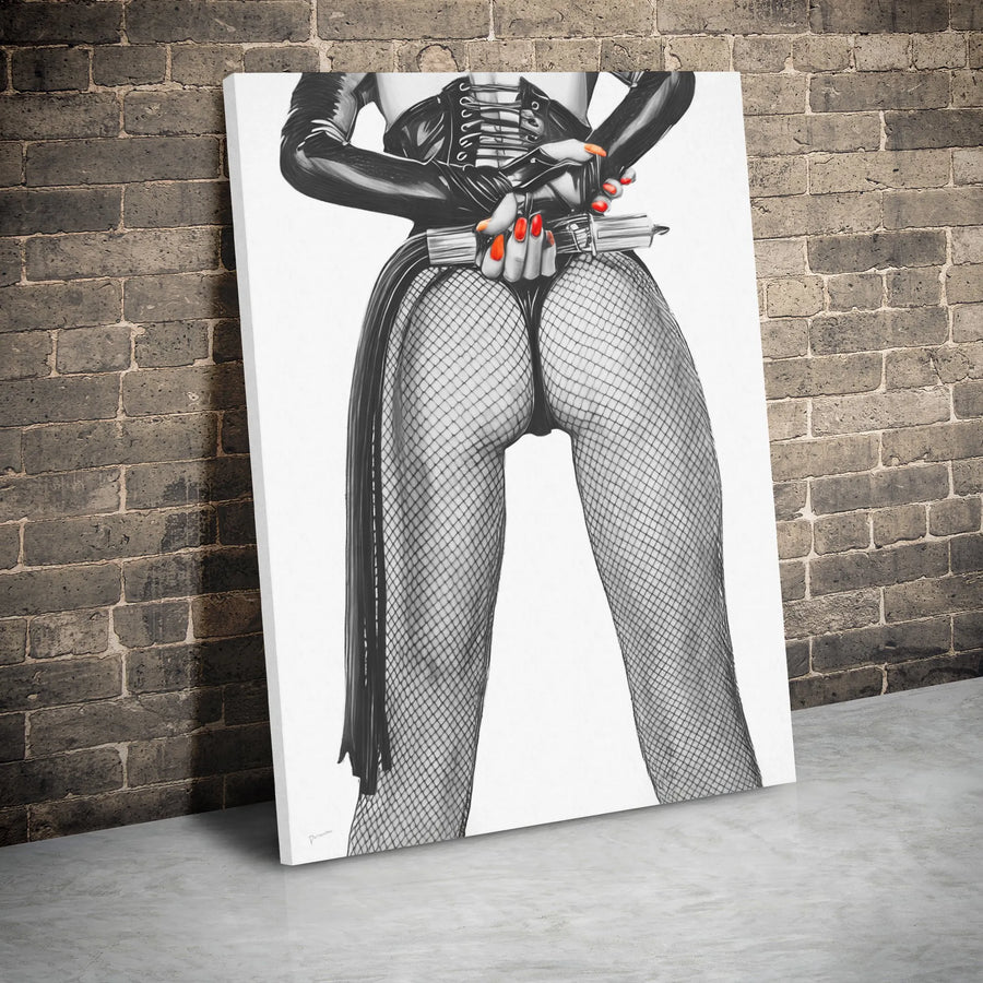 Gothic Boudoir Canvas Wall Art | Corset and Fishnet Design | Premium 1.25 Inch Gallery Wrap | Edgy Home Decor Gift