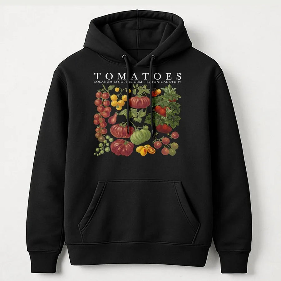 Tomato Botanical Hoodie | Vintage Garden Illustration Pullover | Soft Cotton Blend | Cottagecore Gardener Gift for Plant Lovers