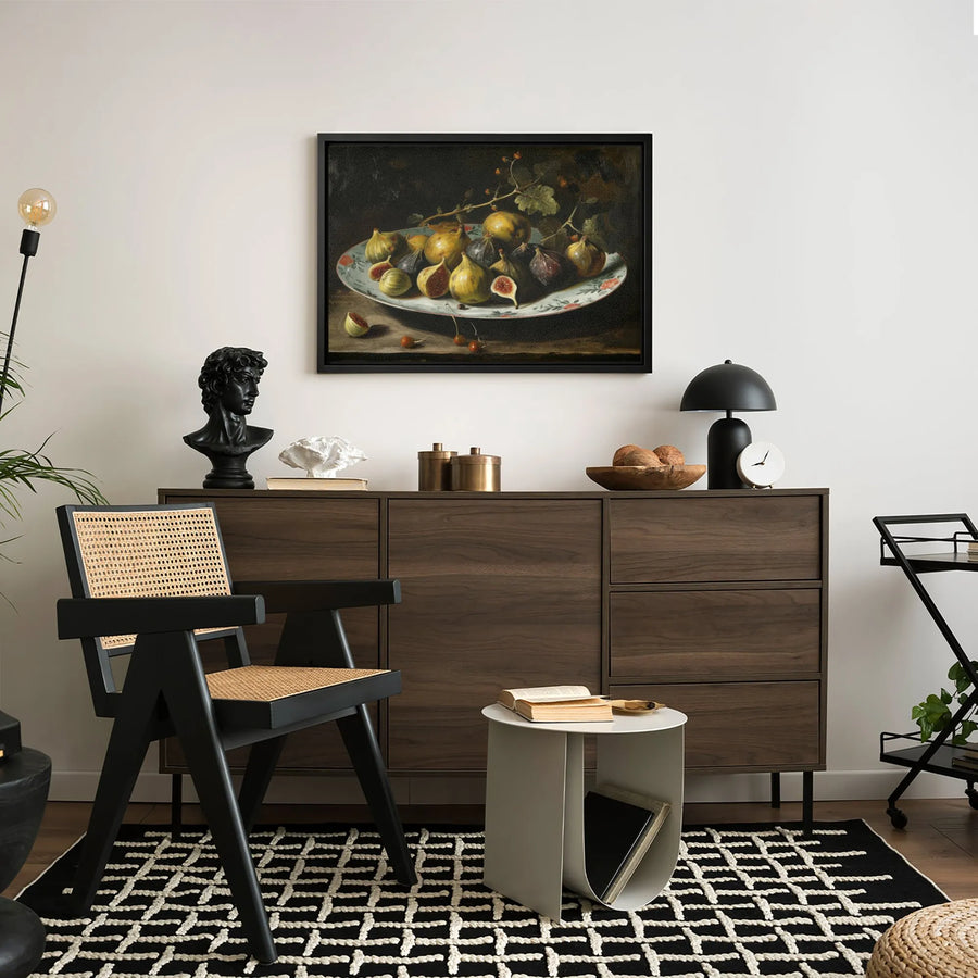 Still Life Fig Painting Canvas | Vintage Fruit Kitchen Wall Art | Gallery Wrapped Premium Print | Farmhouse Dining Room Decor Gift