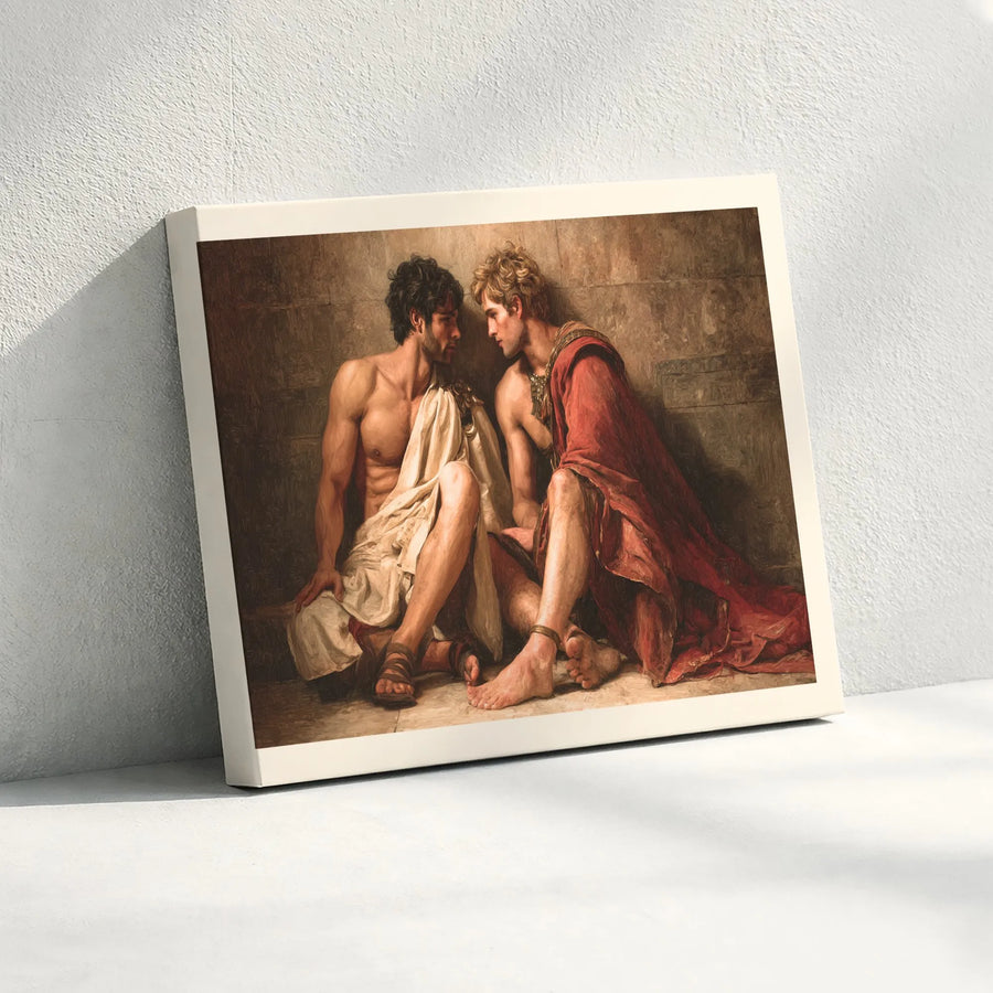 Greek Mythology Gay Art Canvas | Classical Romantic Painting | Premium Fade-Resistant Print | LGBTQ History Home Decor Gift