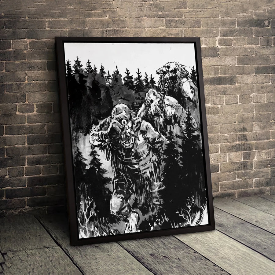 Troll Forest Canvas Art | Gothic Dark Fantasy Illustration | 1.25 Inch Premium Gallery Wrap | Mythical Creature Wall Decor For Office