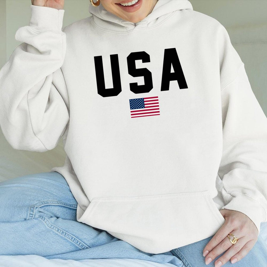USA Flag Hoodie | Patriotic American Graphic Sweatshirt | Cotton-Polyester Blend Premium Apparel | Unisex Gift For Independence Day