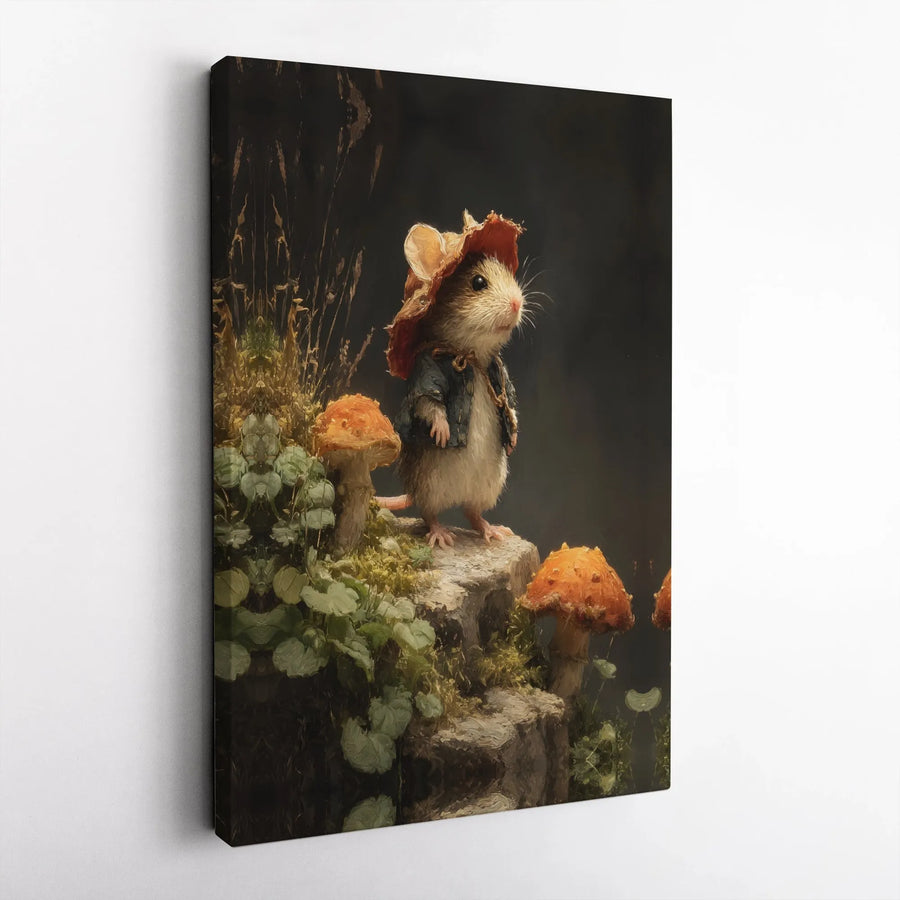 Adventurous Mouse Canvas Print | Whimsical Forest Animal Wall Art | 1.25-Inch Premium Gallery Wrap | Nature-Inspired Nursery Decor Gift