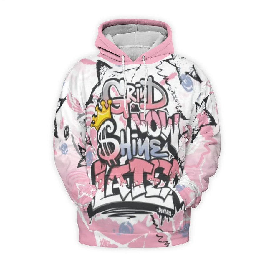 Grind Now Shine Later Graffiti Hoodie | Urban Streetwear 3D Print Design | Premium Polyester Knit | Unisex Motivational Gift for Teens and Adults