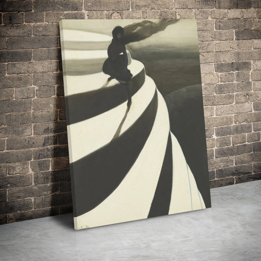 Surrealist Fine Art Canvas Print | The Lighthouse Keepers by Charles Bellier | Premium Gallery Wrap Wall Decor | Moody Monochrome Interior Art