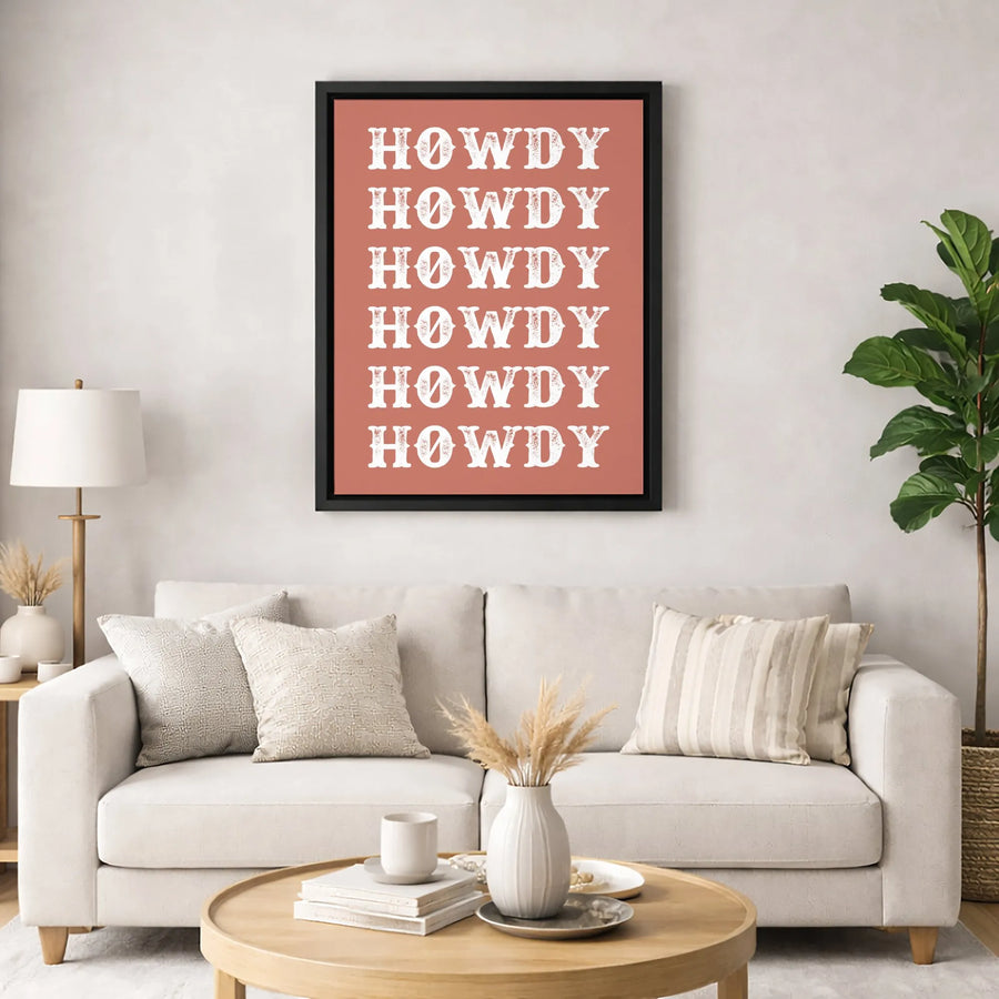 Howdy Wall Art Canvas | Western Typography Decor | Premium Gallery Wrap Print | Southwestern Aesthetic Home Decor Gift