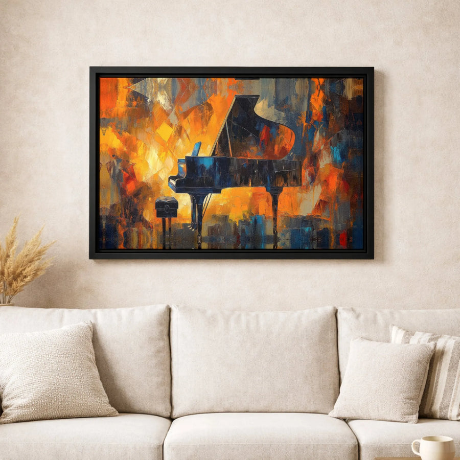 Abstract Grand Piano Canvas Wall Art | Colorful Music Room Decor | Gallery Quality Premium Print | Musician Gift For Home & Office