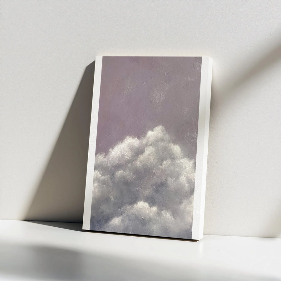 Calming Cloudscape Vertical Canvas | Abstract Oil Painting Style Wall Art | Premium Thick Gallery Wrap | Morning Meditation Room Decor Gift