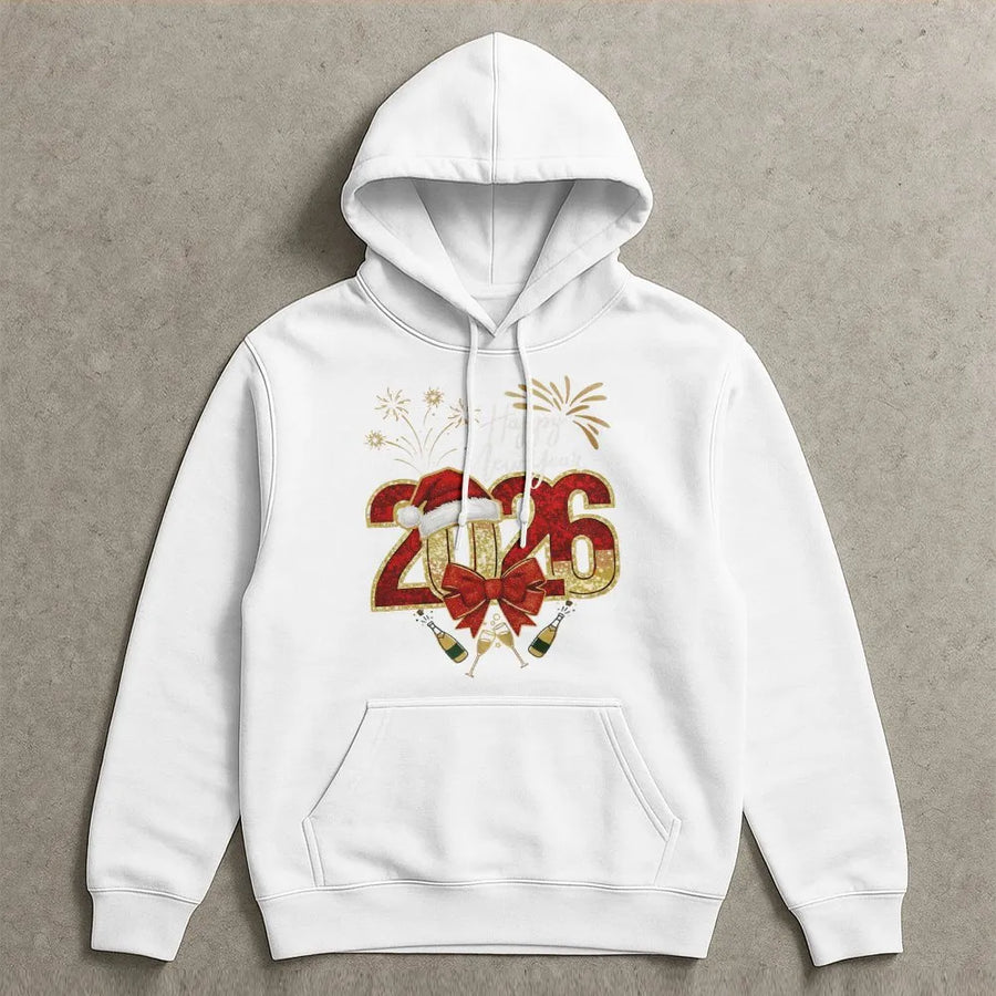 2026 New Years Hoodie | Festive Glitter Graphic Party Apparel | Premium Cotton-Blend | Unisex Holiday Gift for NYE Celebration