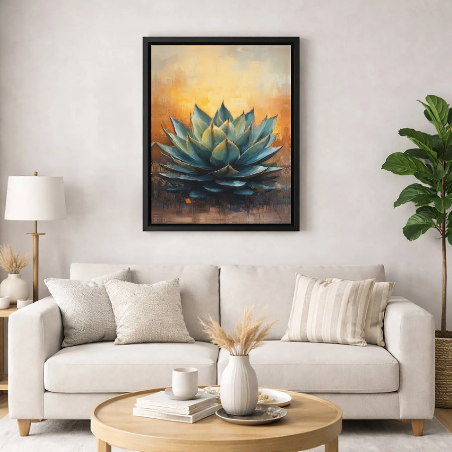 Blue Agave Canvas Print | Abstract Desert Succulent Wall Art | Premium Textured Gallery Wrap | Southwestern Home Decor Gift