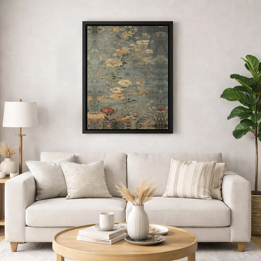 Vintage Floral Canvas Art | Distressed Botanical Oil Painting | Premium Fade-Resistant Gallery Wrap | Elegant Home Decor For Bedroom Living Room