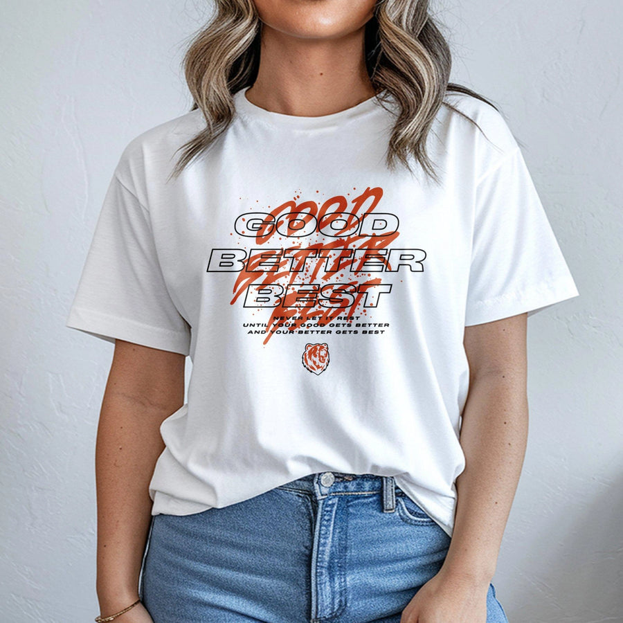Good Better Best Inspirational T-Shirt | Motivational Sports Locker Room Quote | Premium Soft Cotton Tee | Athletic Training Gift For Men And Women