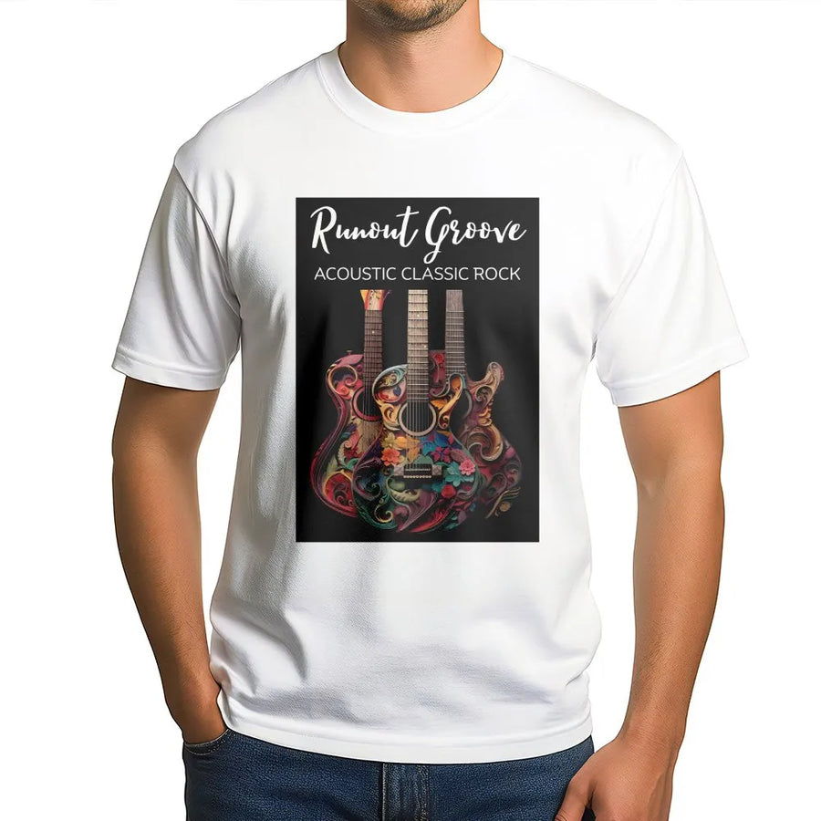 Acoustic Guitar T-Shirt | Ornate Floral Music Graphic | Premium 100% Cotton Tee | Gift for Musician Classic Rock Lover