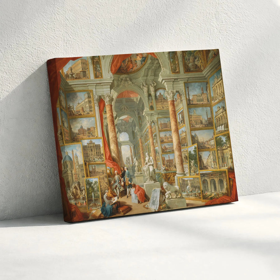 Vintage Roman Art Gallery Canvas | Panini Modern Rome Reproduction | Premium Gallery Quality Print | Collector's Wall Art for Living Room