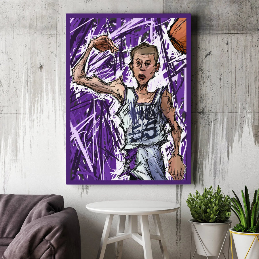 Basketball Player Canvas Wall Art | Abstract Sketch Style Player Art | Premium 1.25" Gallery Wrap Canvas | Sports Room Decor Gift for Him